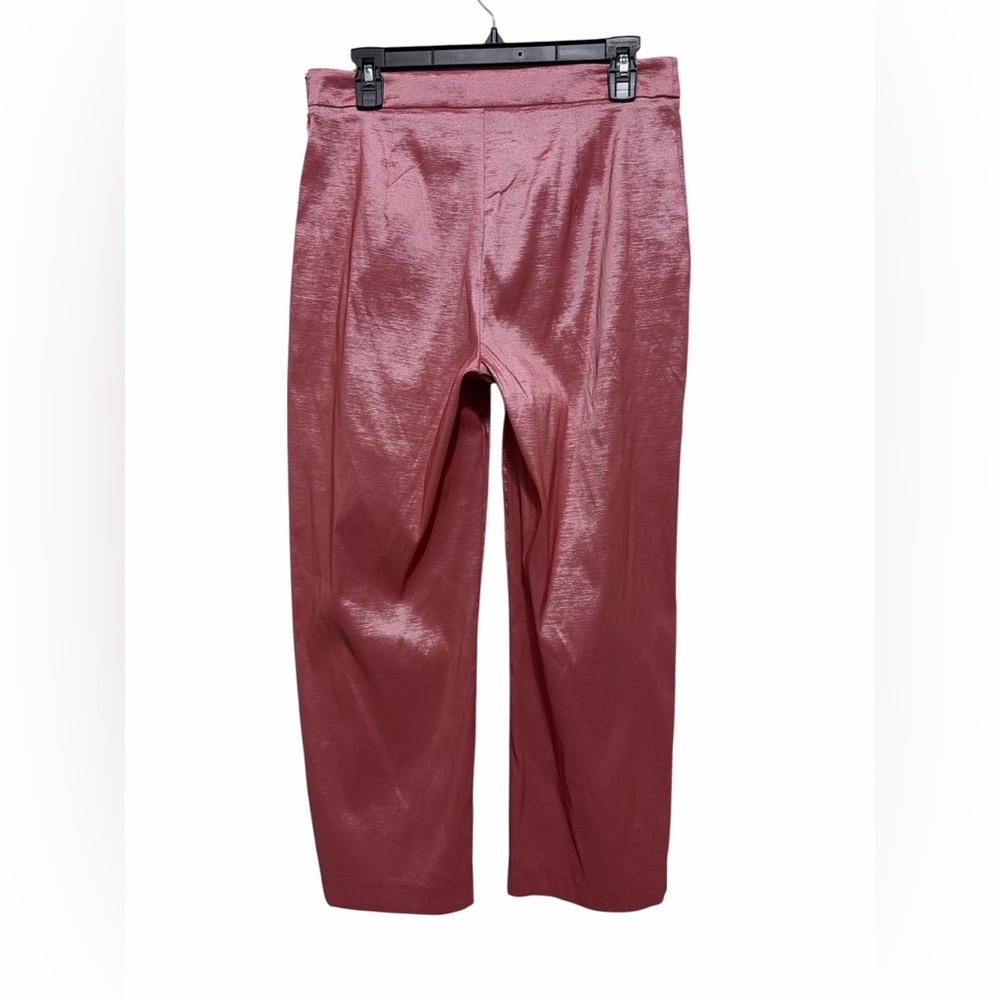 Preston & York Thea Taffeta Wide Leg Pants Sz 6 Rose Pink Satin High Waist NWT - Picture 3 of 8